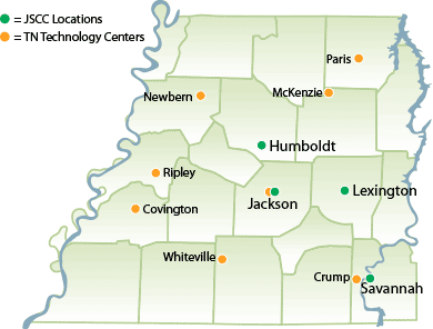 map of TCATS in west tennessee