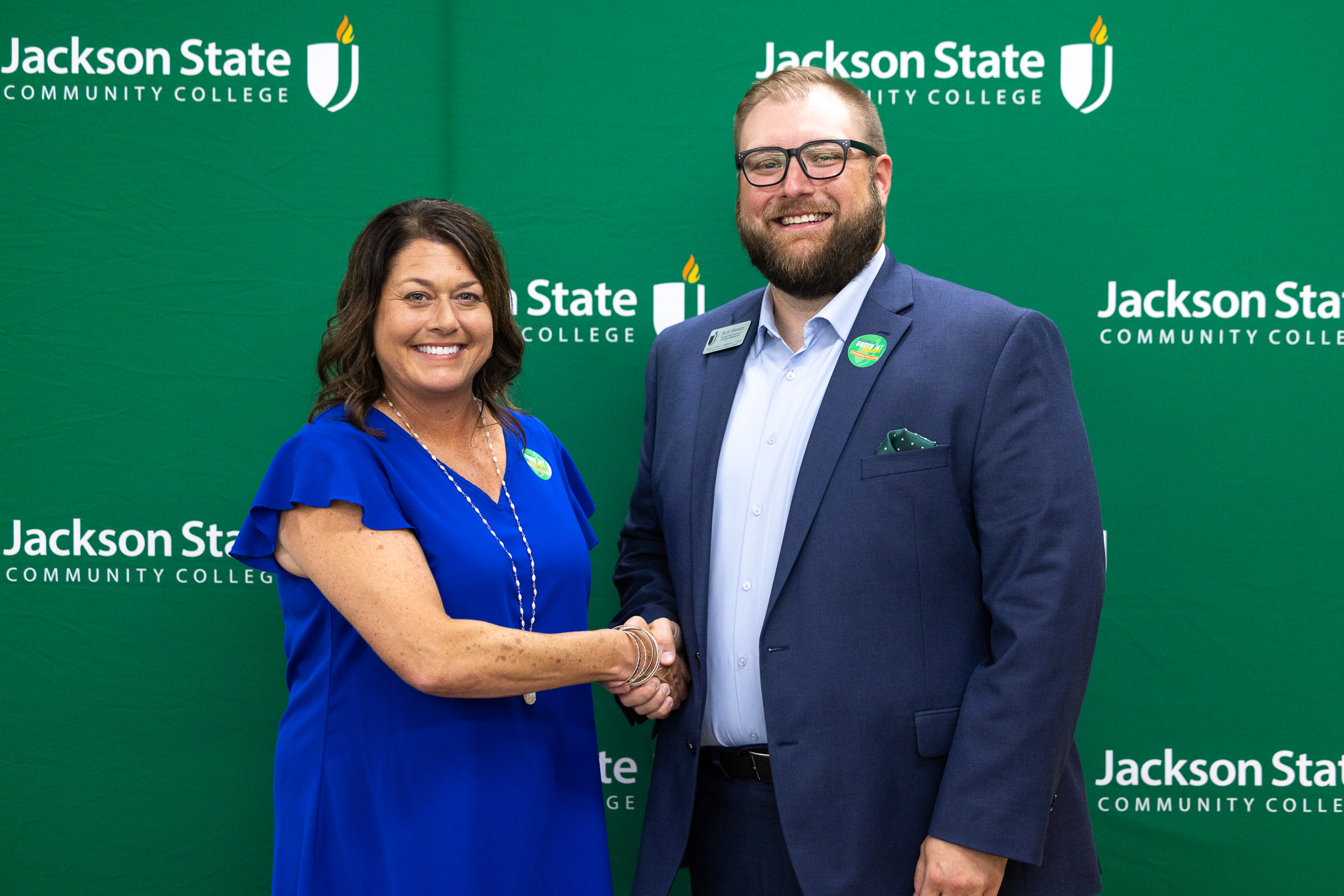 JSCC AVP of Enrollment Management Seth Harden and Director of Hardeman County Schools Dr. Christy Smith.